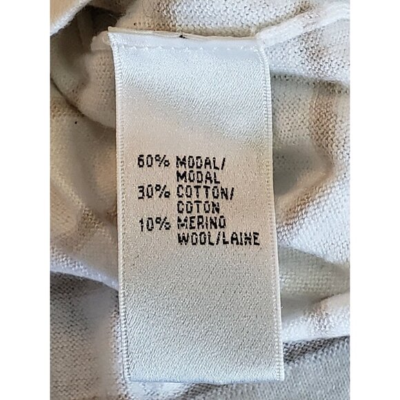 Lafayette 148 Hooded Sweater Womens S Lightweight White Stripe Wool Blend Resort - Picture 9 of 10